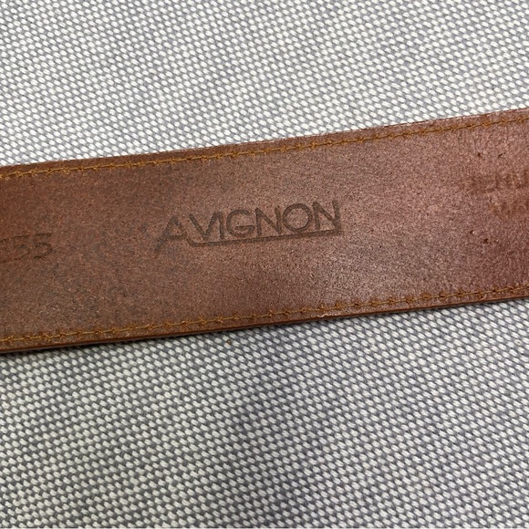 Avignon Vintage Turquoise Pebbles and Metal Large Buckle Leather Belt - Picture 4 of 10